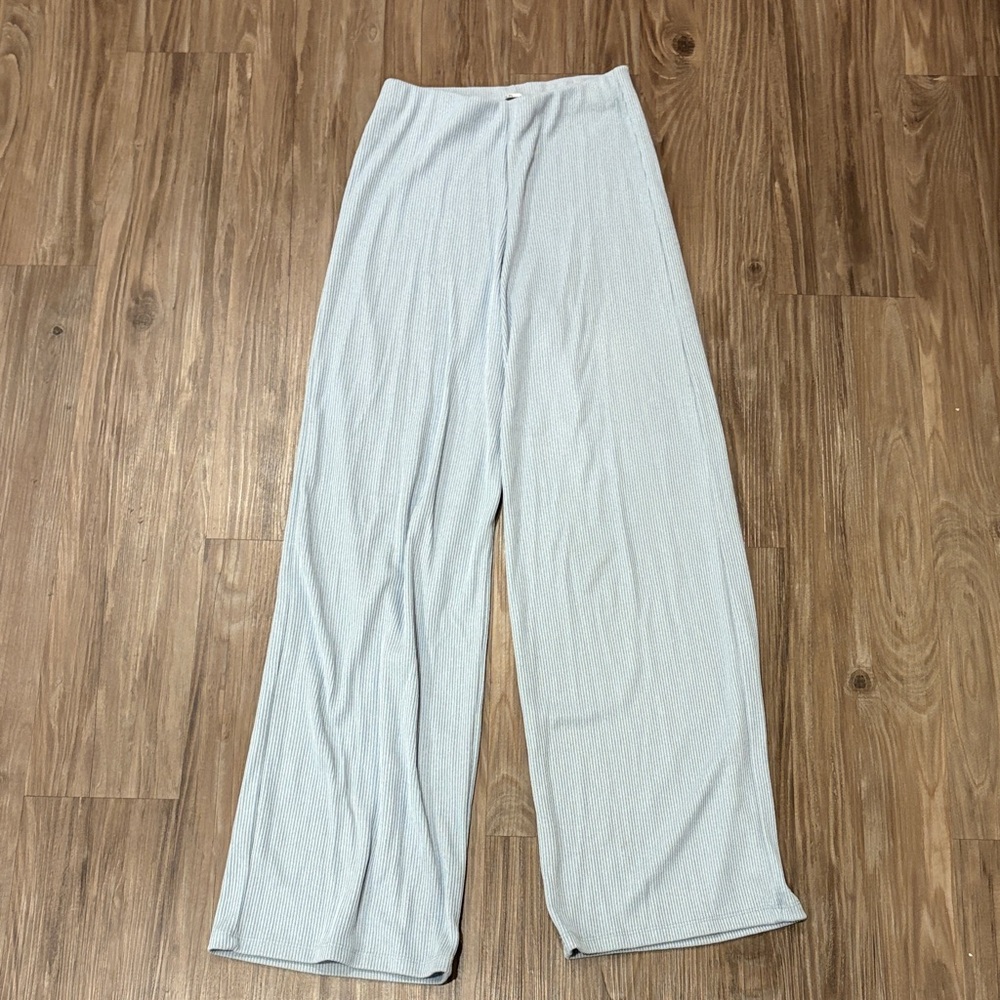 Blue Wide-Leg knit Pants